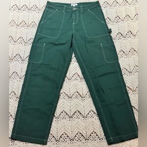 Garage Dark Olive Green Size 5 Utility Pants Cargo Pants With White Stitching